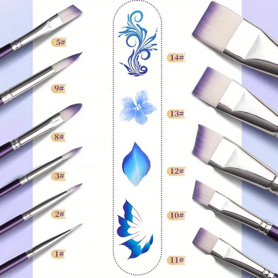 7/11pcs Professional painting brush set, wide and delicate brushes for artistic makeup and design, facial and body art brushes