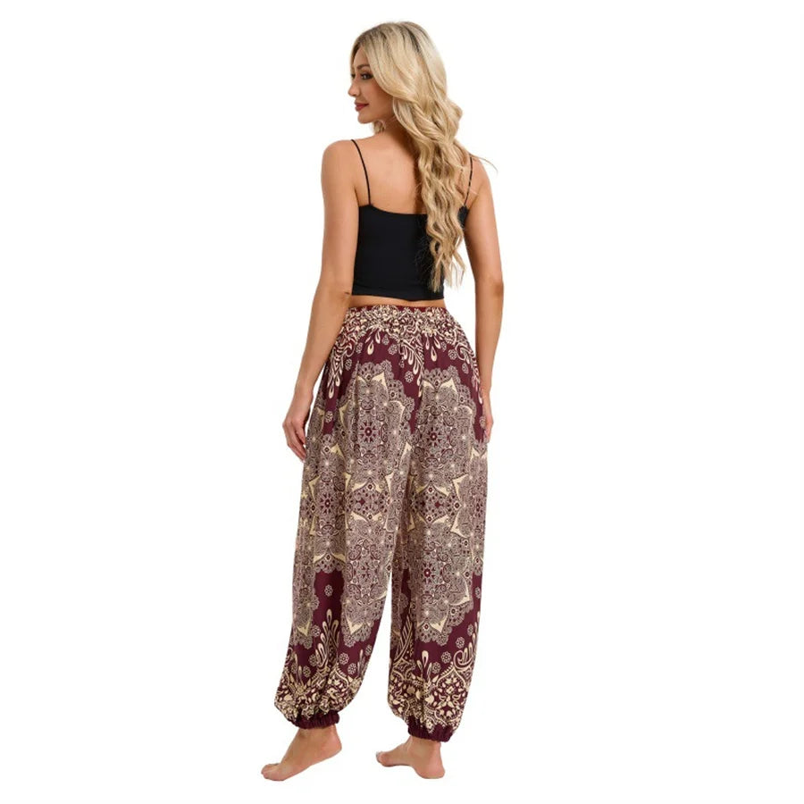 Women's Boho Wide Leg Harem Pants Adult High Waist Yoga Loose Lantern Pants Breathable Beach Trousers Vacation Printed Jagger Secondary image