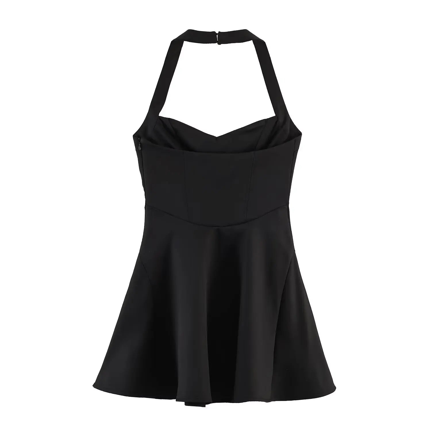 HH Summer Elegant Halter Neck Pleated Solid Elegant Short Dress For Woman Sexy Backless Sleeveless Party Mini Dress Mujer