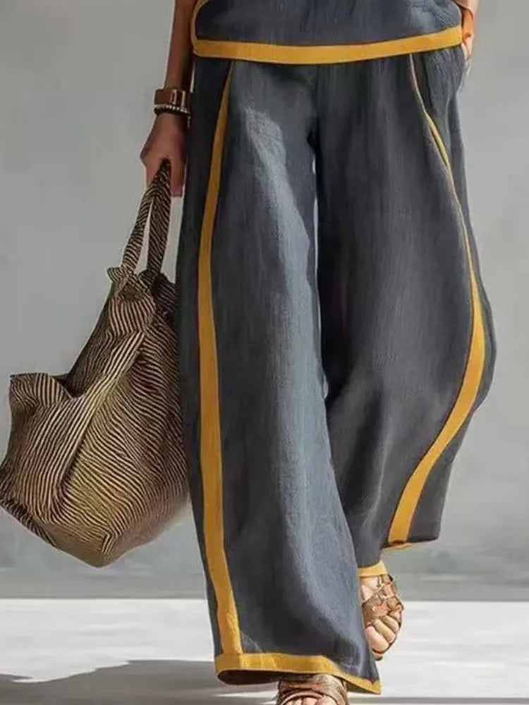 Women Solid Lapel Full Sleeves Pant Suits Chic Single Breasted Wide-leg Long Pants Sets 2026 Lady  Casual Daily Loose Fit Outfit