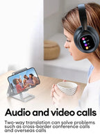 AI LCD Touch Screen Shock Bass Headsets HIFI Sound Wireless Bluetooth Headphones ANC Noise Reduction Gamer Earphones With Mic