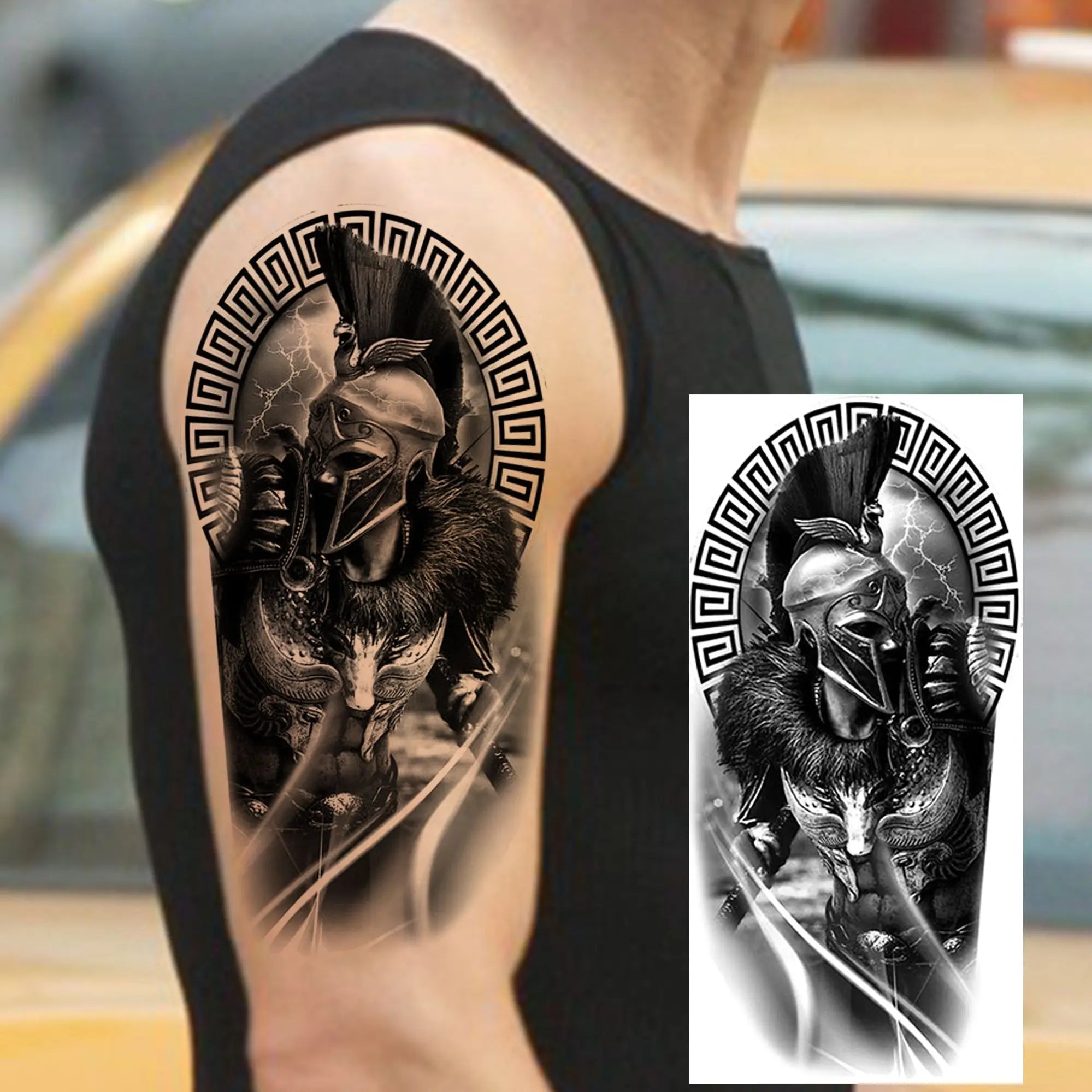 1 Sheet Waterproof Knight Warrior Gladiator Temporary Tattoos For Men Women Realistic Fake Tattoo Sticker  Forearm Tatoos Decals