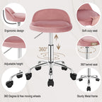 WOLTU Swivel Office Stool with Wheels Height Adjustable Computer Chair With Low Backrest Work  Roller Rocker Dressing Stool