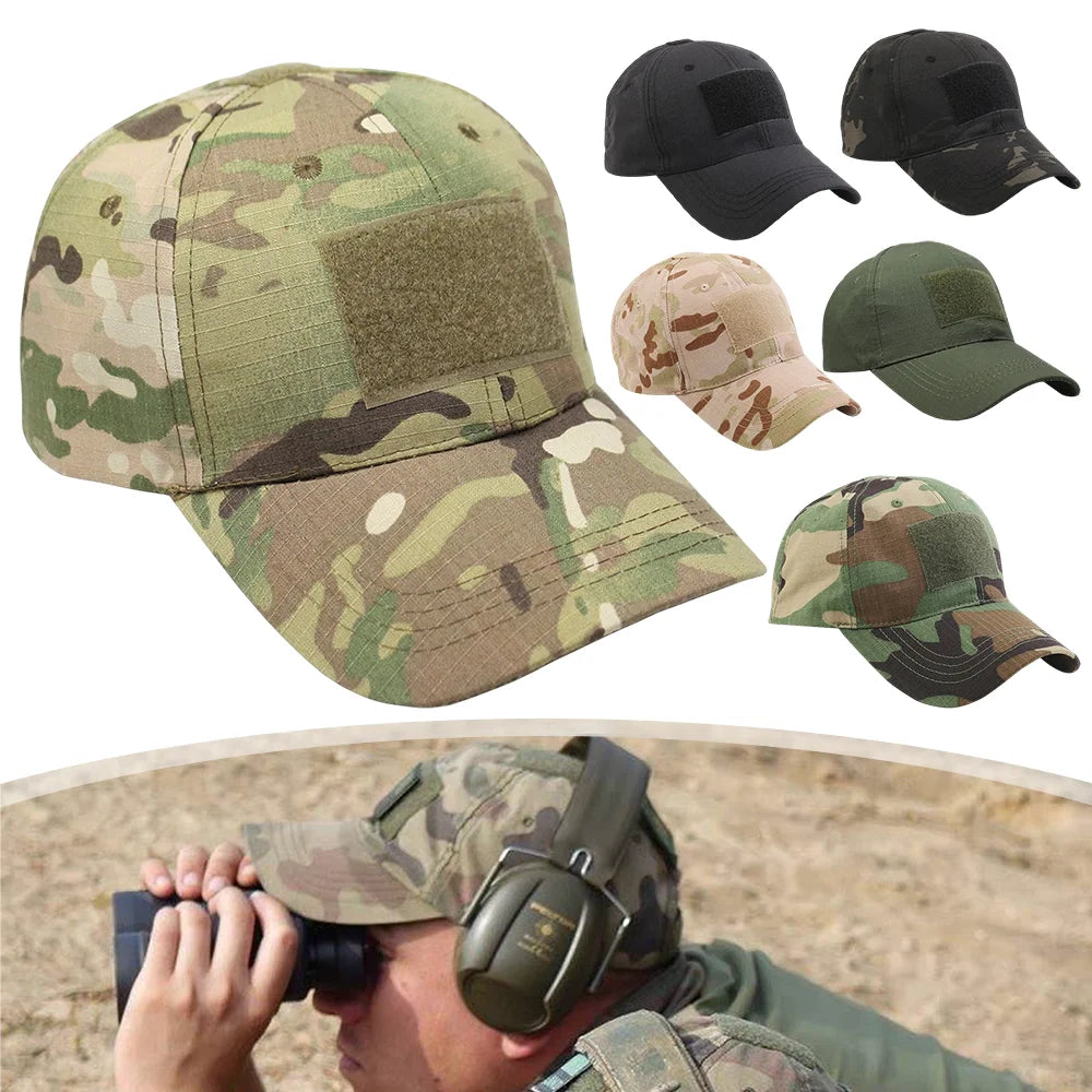 Tactical Camo Baseball Cap Adjustable Military Hat Special Forces Style Baseball Cap Outdoor Sun Protection Camouflage Hat