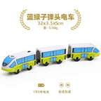 wooden Electric car set Magnetic Electric Train with Little Doll Diecast Slot Toy set Compatible Railway Wood Track Rail Train