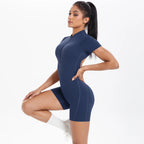 Zipper Gym Jumpsuit Short Women Yoga Sets Sports Outfits Female Yoga Overalls Workout Clothes Fitness Suit Woman's Tracksuit