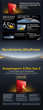 POCO F8 Ultra 5G Global Version Smartphone Snapdragon® 8 Elite Gen 5 6.9" Eye-care AMOLED display 6500mAh 100W HyperCharge NFC