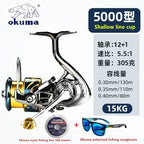 Okuma All Metal Fishing Reel Shallow Line Cup 15KG Anti Seawater Corrosion Rotating Reel 1000-5000