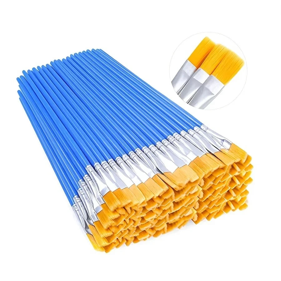 50Pcs Painting Brushes Set Art Round Flat Hair Nylon Hair Paint Brush for Oil Acrylic Watercolor Kids/Artists/Beginners/Student Image principale du produit