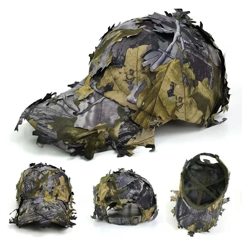 Men's 3D Leaf Camo Baseball Cap, Adjustable Quick Dry Tactical Sniper Hat for Outdoor Hunting Fishing Airsoft Multi-color Image principale du produit