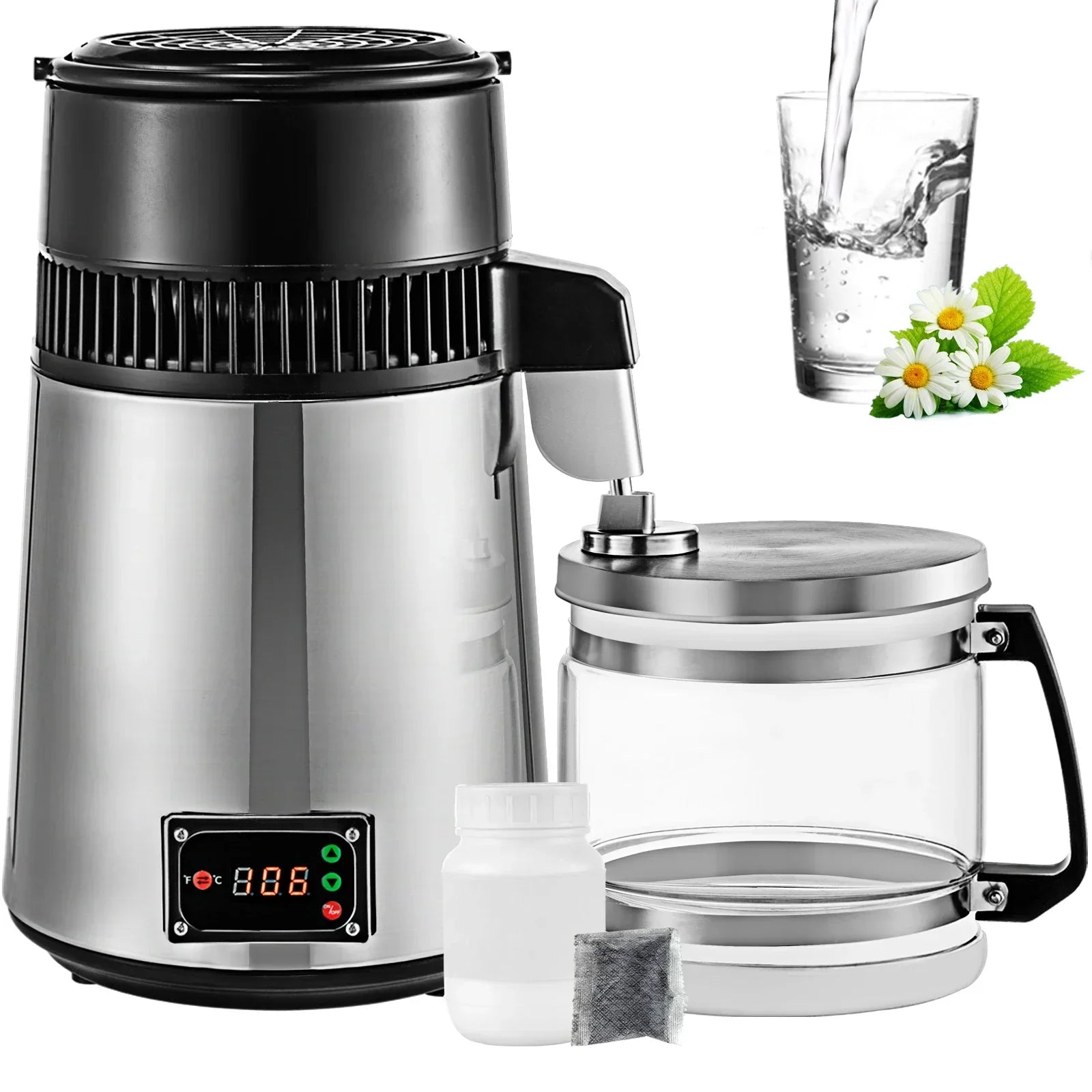 VEVOR 4L Water Distiller Filter Machine Distilled Distillation Purifier Moonshine Apparatus DIY Dispenser Kit for Home Appliance