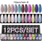 10/12PCS/SET Cat Magnetic Gel Nail Polish Set 9D Reflective Glitter Gel Semi Permanent UV Gel Soak Off Sparkling Nail Art Kits