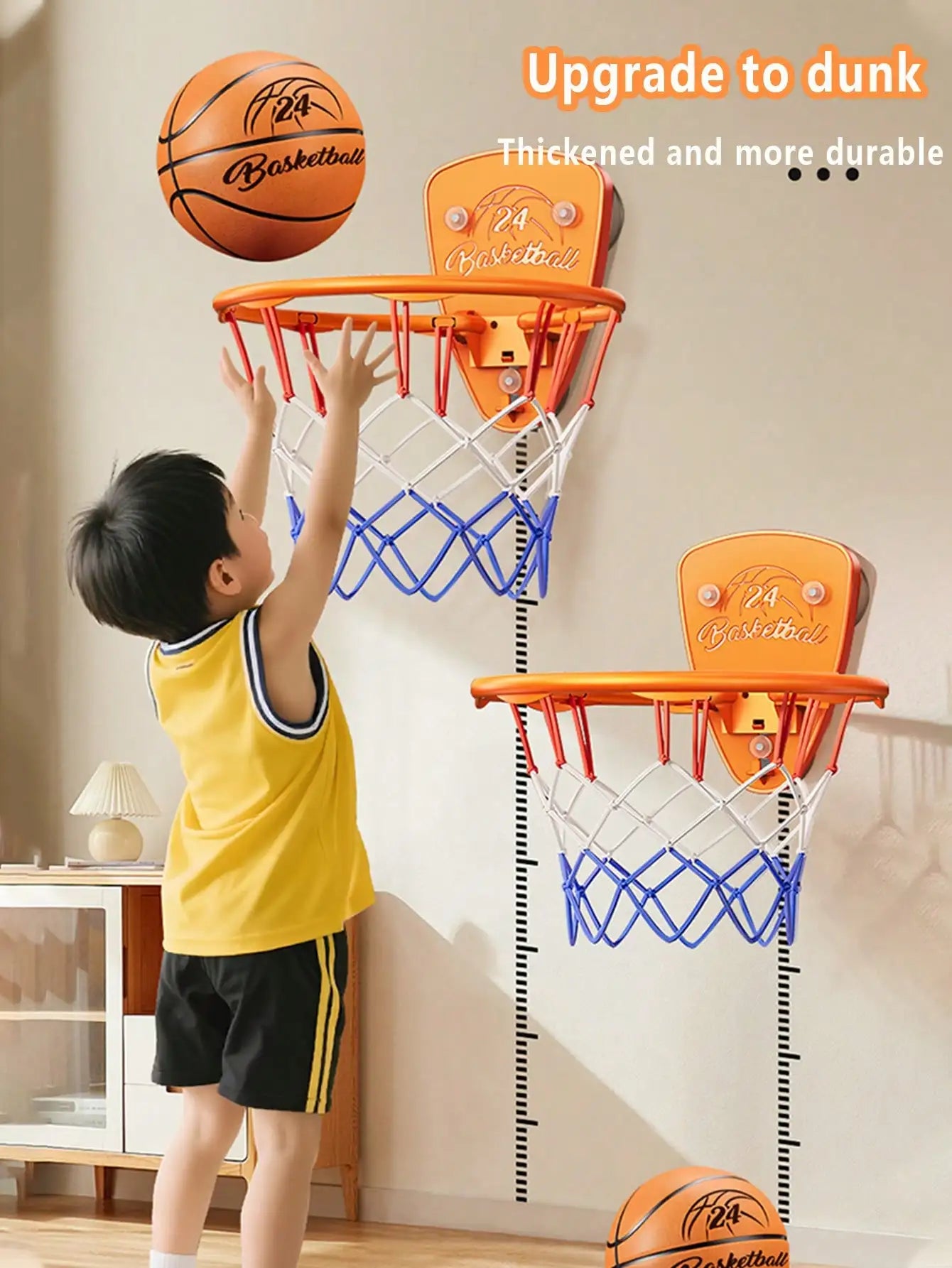 Boys basketball stand set, punch-free indoor basketball stand, children's shooting stand for home use, 7-inch silent basketball Main image