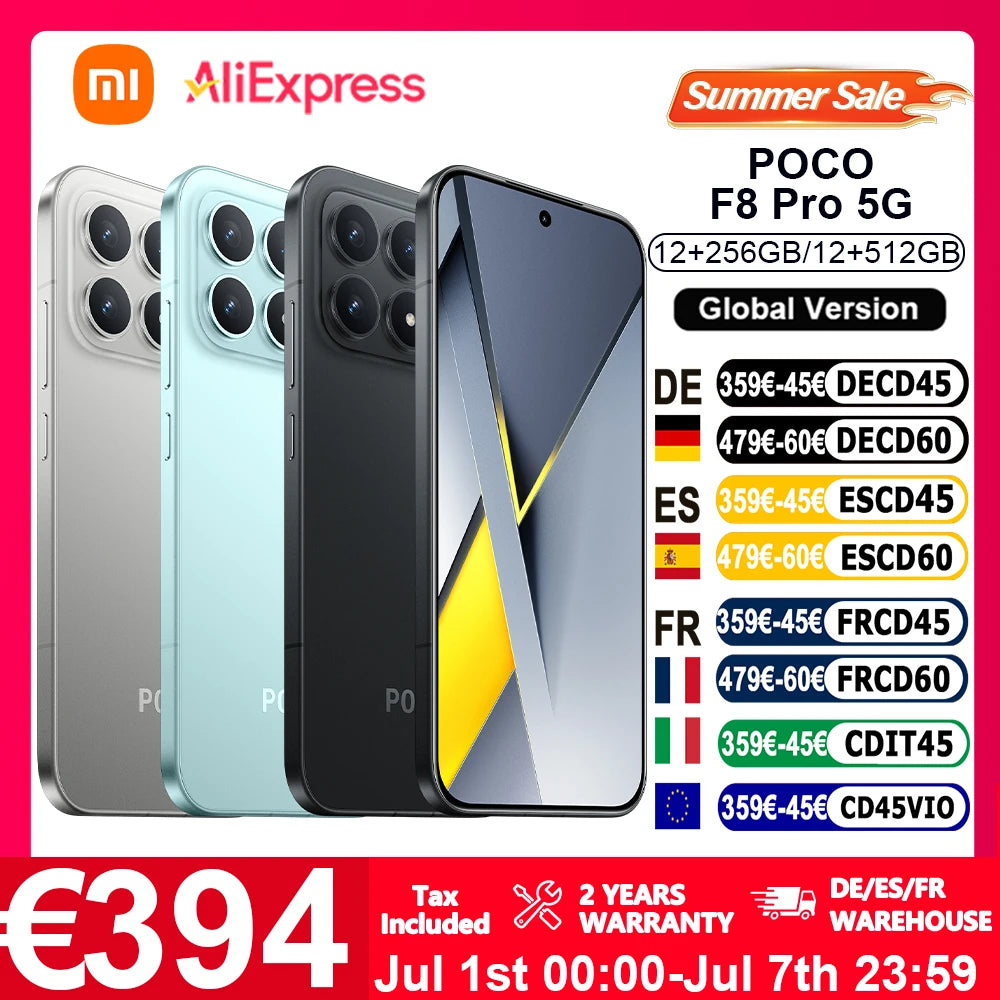 Global Version POCO F8 Pro 5G 6.59" Snapdragon® 8 Elite Mobile Platform 6210mAh 100W HyperCharge 50MP camera NFC IP68 XIaomi Image principale du produit