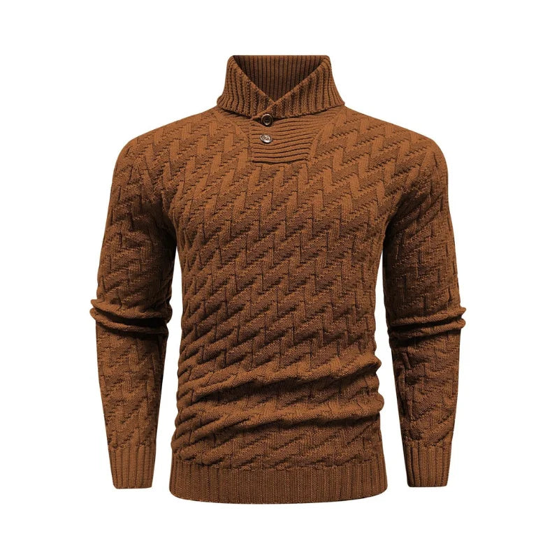 Men's Sweater Spring Shawl Collar Pullover Solid Color Sweater Casual Cable Knit Button-Up Pullover High Quality Tops US Size