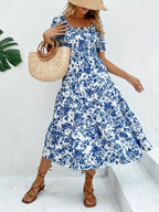 Elegant Direction Long Floral Print Dress with Collar Floral Print Maxi Dress Women's Fashion Elegant Style