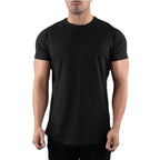 Men Summer Fitness Plain Gym T-shirt Clothing O-Neck Short Sleeve T shirt Cotton Slim Fit Tshirt Bodybuilding Workout Tees Tops