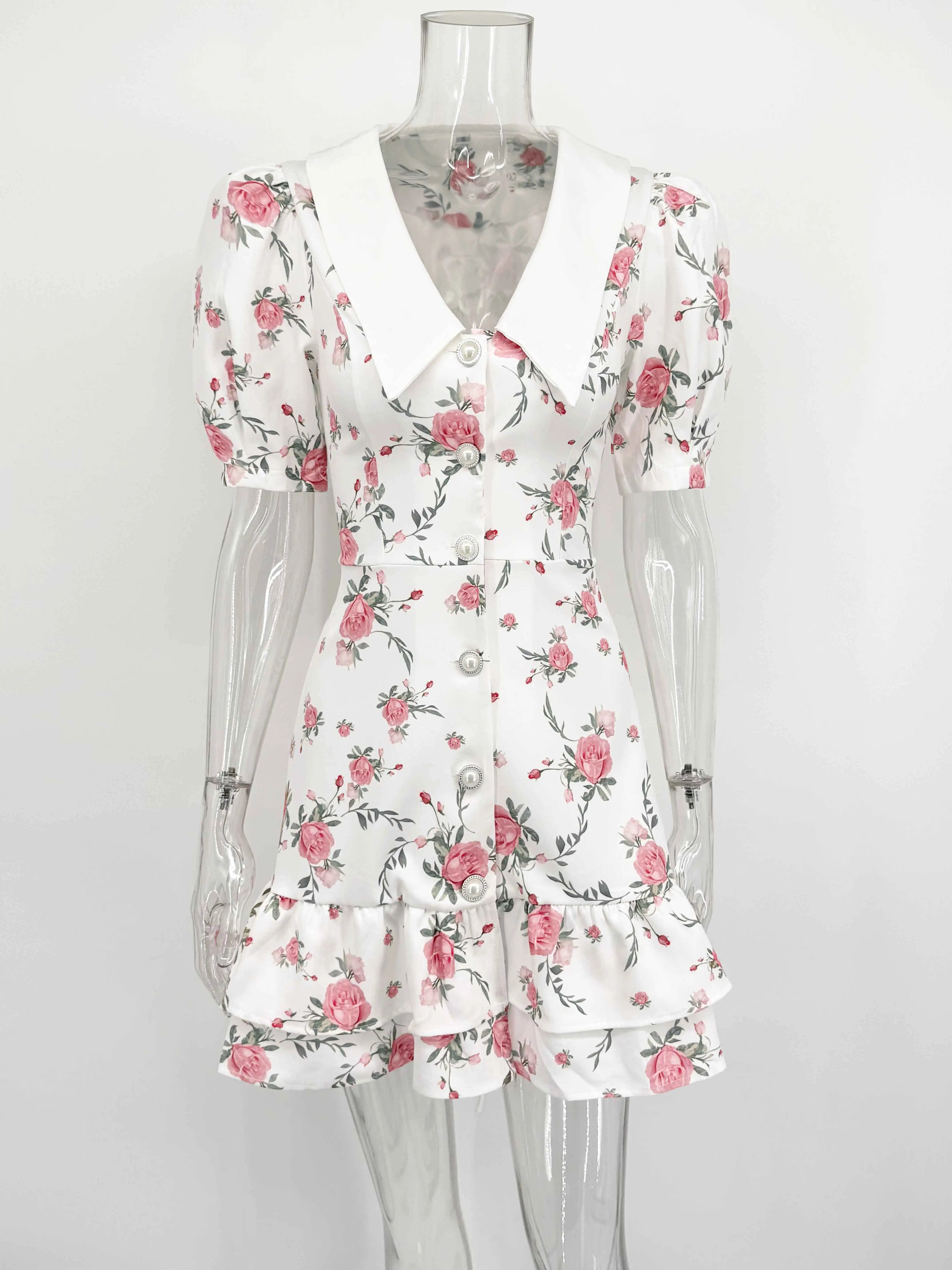 Tossy Printed Lapel Fashion Mini Dress Women's Short Sleeve Patchwork Contrast Elegant Summer Dress 2025 Female Bodycon Dress
