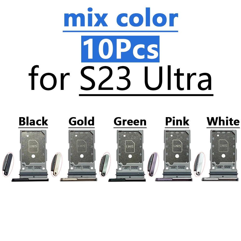 10Pcs mix color SIM SD Dual Card Phone Card Tray Holder Adapter For Samsung S23 S24 S25 Plus S23 Ultra Sim Card Drawer Slot Tray