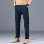 2024 Men's High Quality Pure Cotton Classic Solid Color Casual Pants Business Stretch Cotton Slim Straight Brand Trousers Male