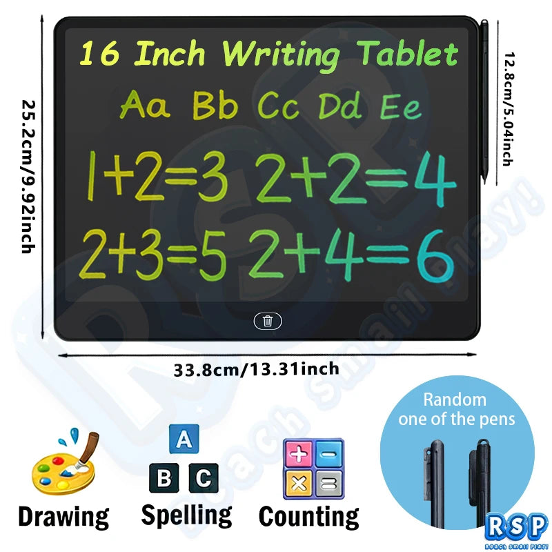 13/16 Inch LCD Drawing Tablet Writing Board Color Doodle Counting Practice Chalkboard Educational Toys For 3-12 Years Kids Gifts