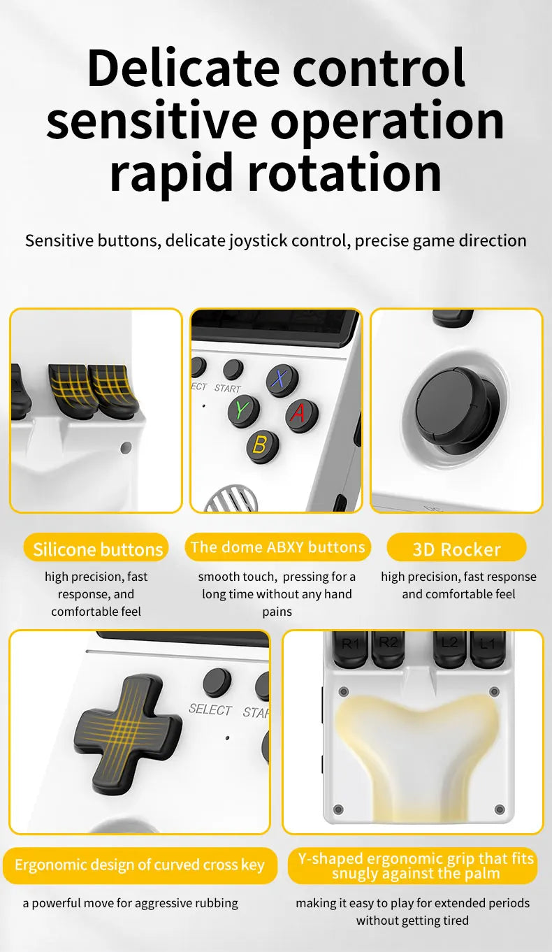 Newly Handheld Game Console with Multi-Platform Operation Support, HD IPS Screen, 3D Joystick, Ergonomic Game Console GB350