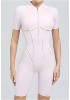 Women's Yoga Jumpsuit Hip Lift Sports Fitness Removable Padding Backless Zipper Leggings One-Piece Running Workout Gym Jumpsuit