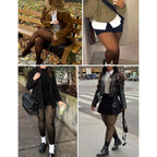 One Seam Fleece Lined Tights Shaping Thermal Leggings Compression Band Translucent Pantyhose Sheer Fleece Leggings Plus Size