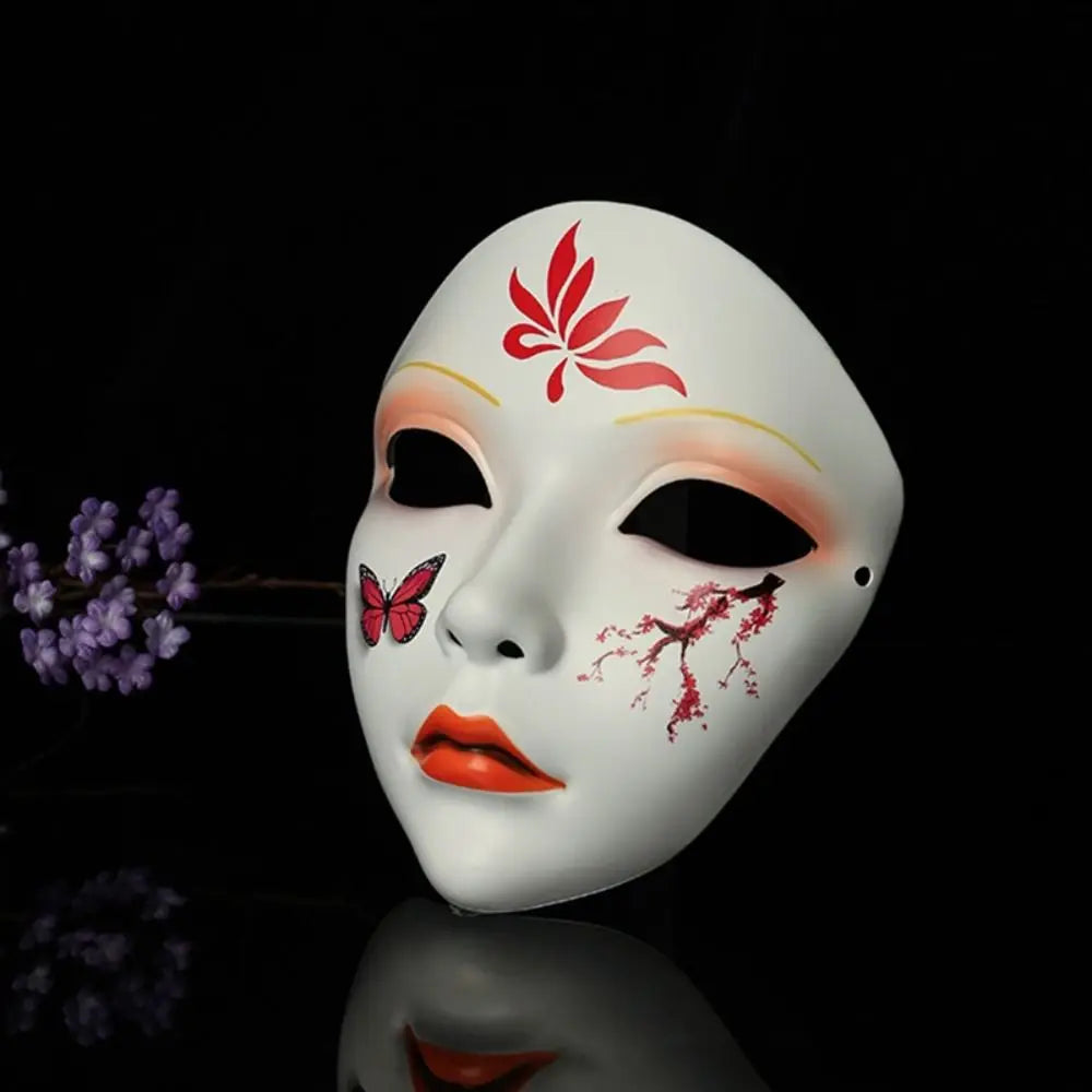Party Supplies Full Face Cosplay Geisha Mask Flower Dress Up Hanfu Cosplay Mask Masquerade Spooky Japanese Mask Children's