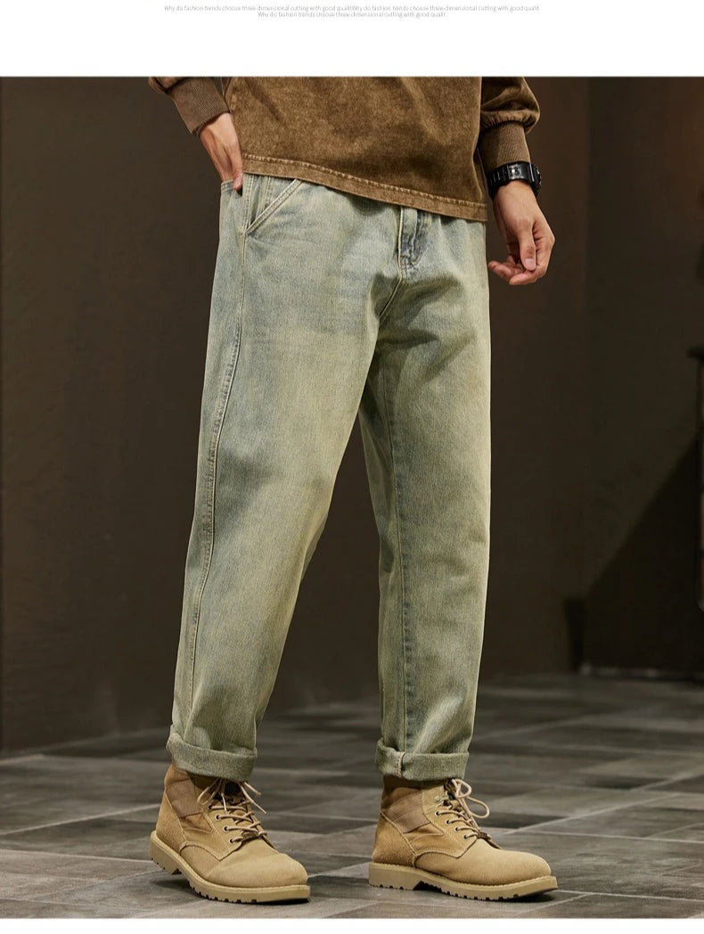 Men's 95% Cotton Jeans High Quality Loose Harem Pants Fashion Baggy Casual Outdoor Baggy Work Denim Pants Brand Men's Clothing