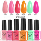 LILYCUTE Nail Gel Polish Set Pink Green Spring DIY Nail Art Design Long Lasting Soak Off UV Gel Manicure Painting Gel Vernis Kit