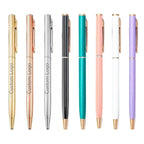 20-200 Pens New Slim Metal Ballpoint Pens Rose Gold Custom Logo Advertising Lettering Engraved Name School Office Supplies Gifts