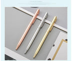 20-200 Pens New Slim Metal Ballpoint Pens Rose Gold Custom Logo Advertising Lettering Engraved Name School Office Supplies Gifts
