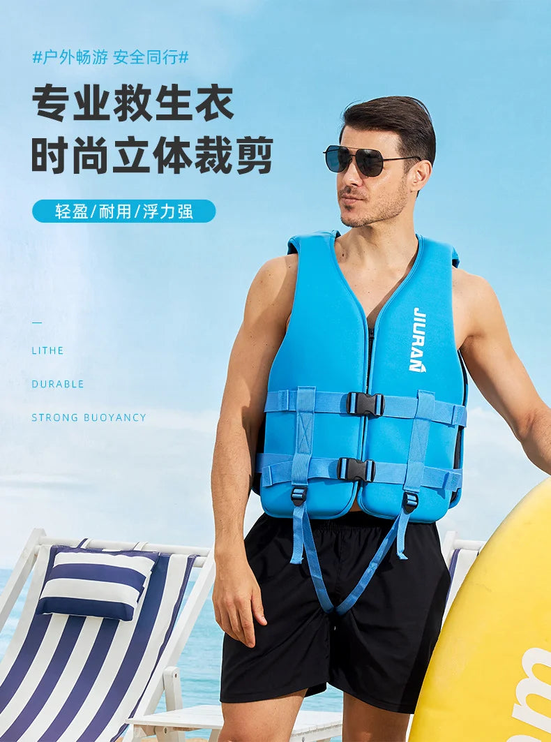 Neoprene Life Jacket for Adult Children New Water Sport Buoyancy Jacket Life Vest Swimming Boating Skiing Driving Vest Drifting