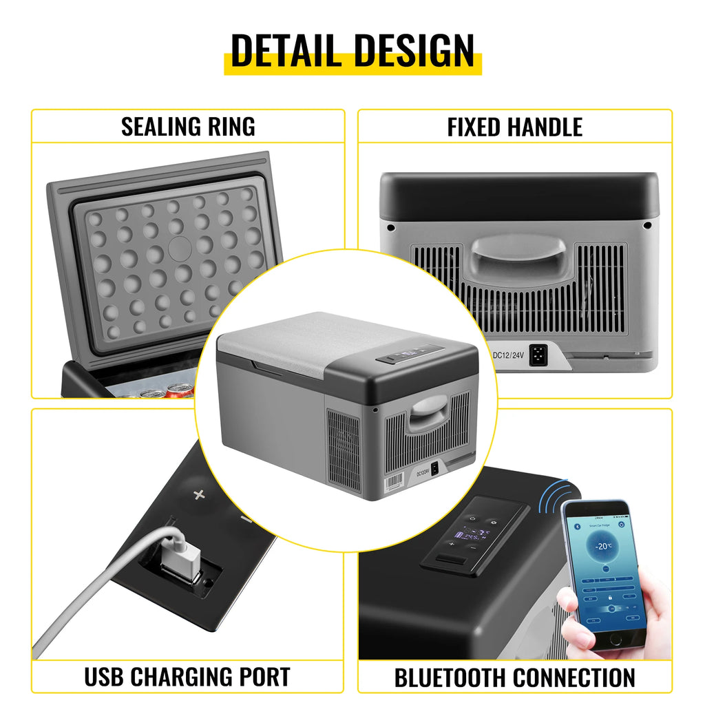 Sihao Mini Fridge Refrigerator Portable Car Freezer 15L/20L 12V/24V Compressor Cooler for Traveling Camping Outdoor Activities