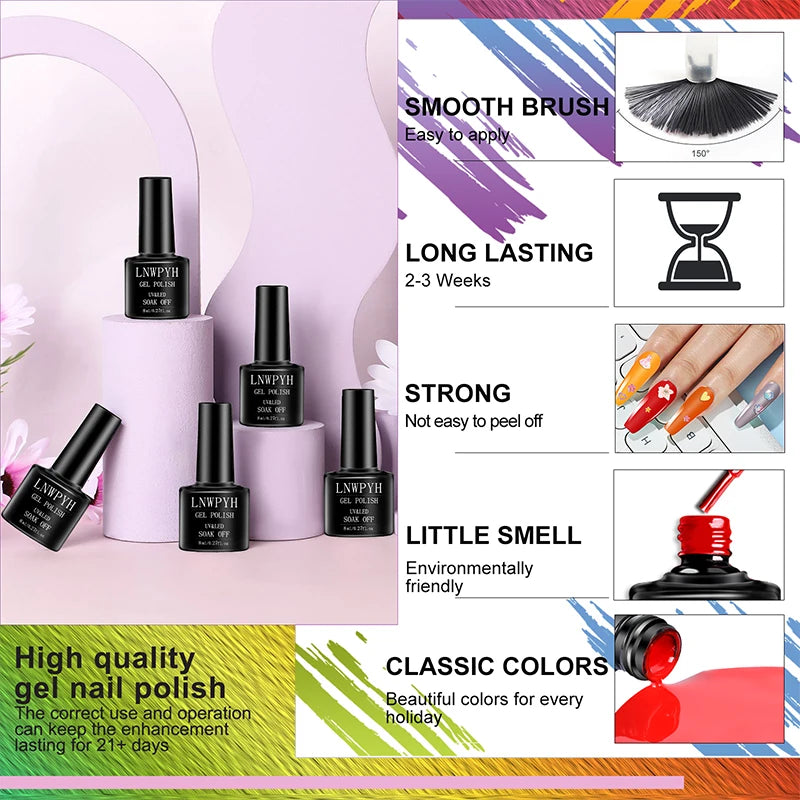 Gel Varnish Kit Professional Nail Gel Kit With Nail Dryer Soak Off Nail Gel Polish Kit  Base Coat  Top Coat Manicure Tools Set