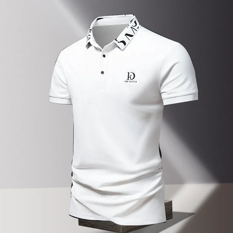 Summer men's POLO shirt fashionable ice silk quick drying short sleeved T-shirt solid color loose fitting business collar top Main image