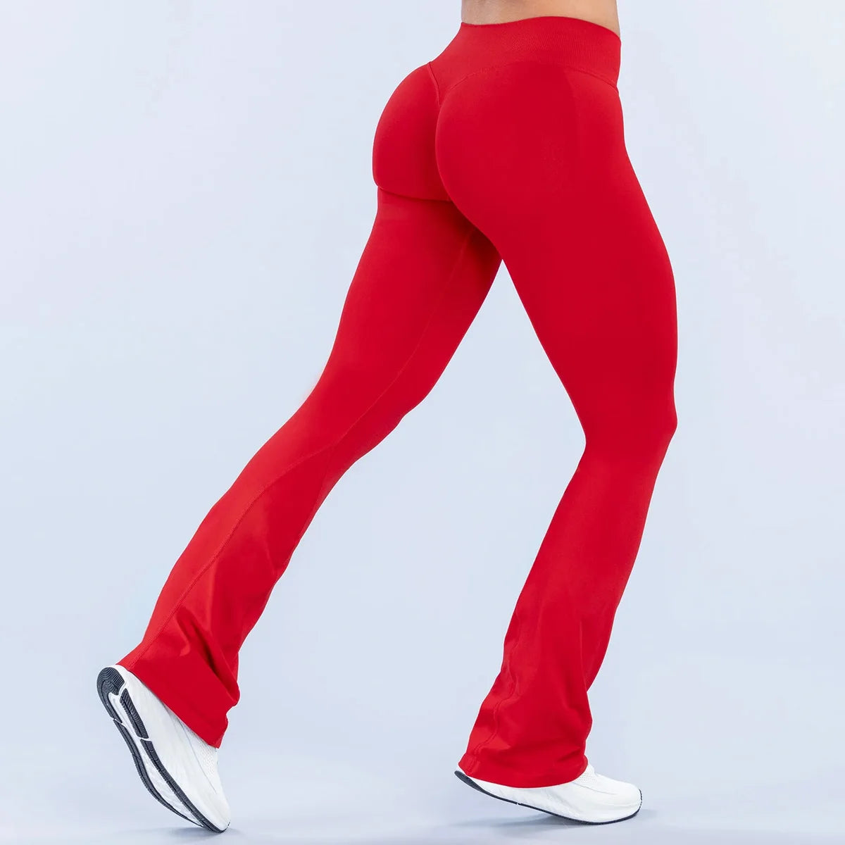 Flares Legggings Seamless Mid To Low Waistband Glute Contouring Wide Leg Pants Scrunch Booty Fitness Yoga Gym Flared Leggings