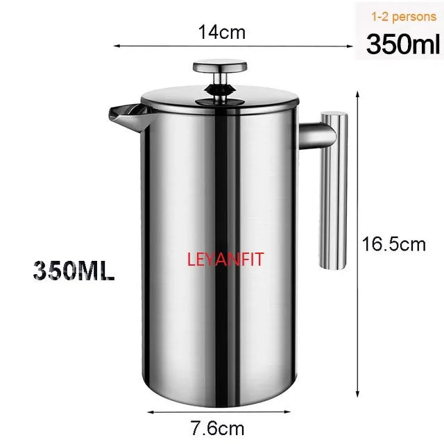 1.5L Coffee Maker French Press Stainless Steel Espresso Coffee Machine French Press Double-Wall Insulated Coffee Tea Maker Pot