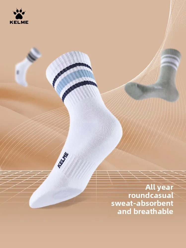 Kelme Men's Mid Length Socks 3 Pairs Of Casual Socks Sweat Absorbing And Breathable Sports Socks Running Speed Dry Socks Main image