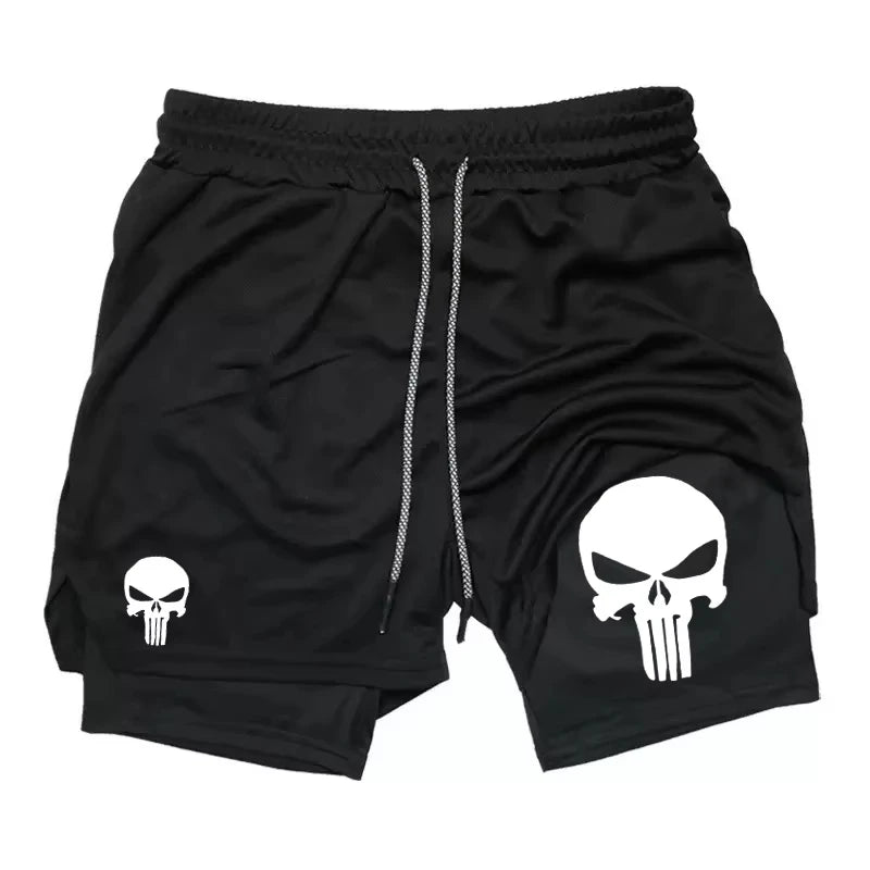 Print 2 in 1 Performance Shorts for Men Athletic Quick Dry Shorts with Phone Pocket Summer Gym Workout Running Shorts RL0302