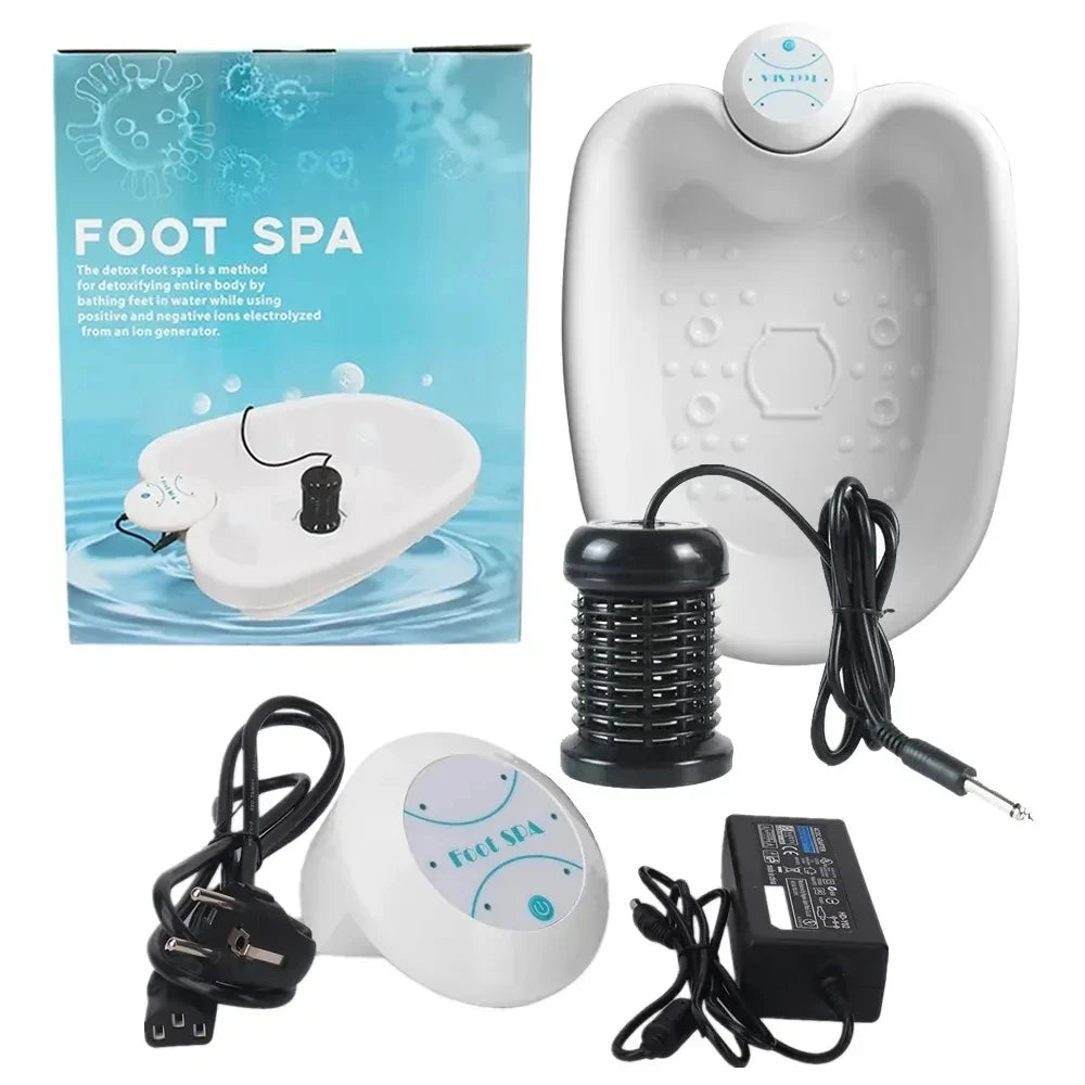 Detox Ionic Foot Spa Bath Massage Machine Electric FootBath Cleanse Massager Vibrating Foot Best Care Arrays Aqua Health Therapy
