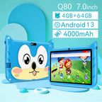BDF Cartoon Pattern 7 Inch Kids Tablet Quad Core 4GB RAM 64GB ROM Android 13 Google Learning Education Games Tablets 4000mAh