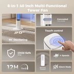 Patbrela 40inch Electric Tower Fan, 4 Speeds, 51° Oscillation, Remote Control, 12H Timer, 45W with Touch Control