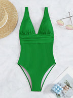 Deep V One Piece Swimsuit Women 2024 Push Up Swimwear Female Sexy Summer Beachwear Swim for Bathing Suits Micro Korean Monokini