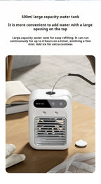 Mini USB Desk Fan Portable Quiet Cool Air Conditioner for Bedroom Home Use with Humidifying Spray Function Tabletop Fan