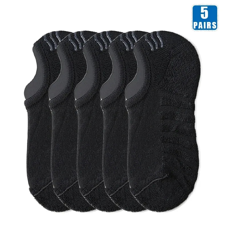 5 Pairs Men's Cotton Short Socks High Quality Crew Ankle Casual Soft Non-Slip Breathable Low-Cut Summer Autumn Socks for Men