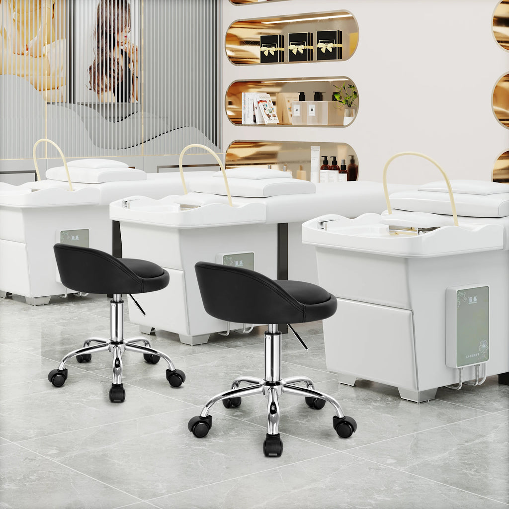 WOLTU Swivel Office Stool with Wheels Height Adjustable Computer Chair With Low Backrest Work  Roller Rocker Dressing Stool
