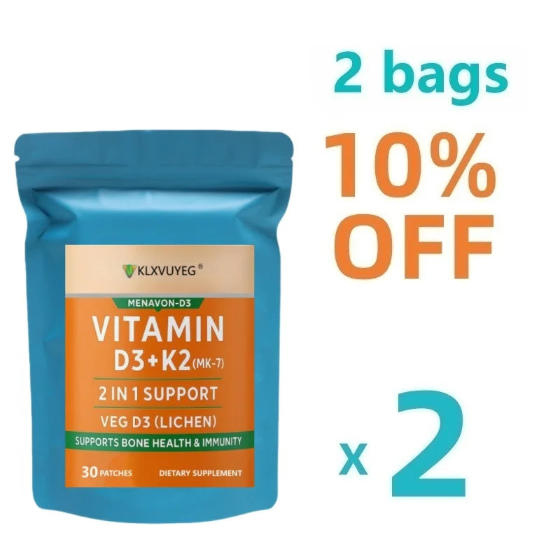 Vitamin D3 K2 | Vitamin K2 MK7 Patch for Bone & Heart Health | Vitamin D for women & men | vitamin k2 and d3 supplements