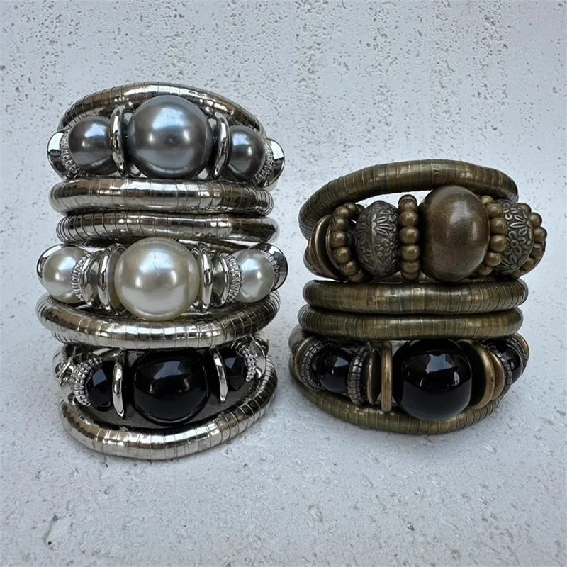 Vintage Multi - Layer Beaded Bracelets for Women Men, Fashion Jewelry Accessories, Retro bracelets femme